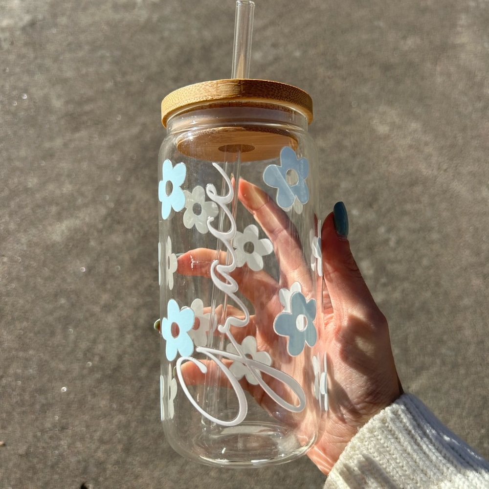 customized glass with straw